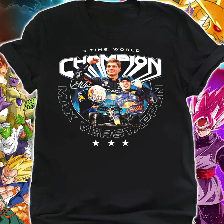 Max Verstappen 3 Time World Champion Signature t-shirt shirt
