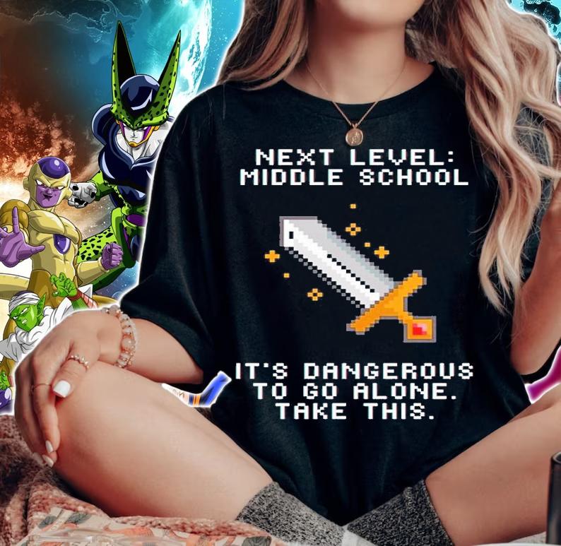 Next Level Middle School It's Dangerous To Go Alone Take This T-Shirt t-shirt woman shirt