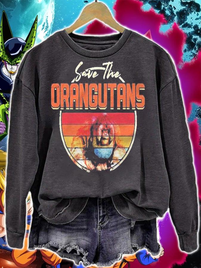 Save The Orangutans  Endangered Wildlife Vintage Retro Gift Pullover Shirt t-shirt sweatshirt