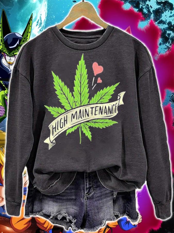 Womens High Maintenance Weed Cannabis Pocket 420 Thc Stoner Gift Shirt t-shirt sweatshirt