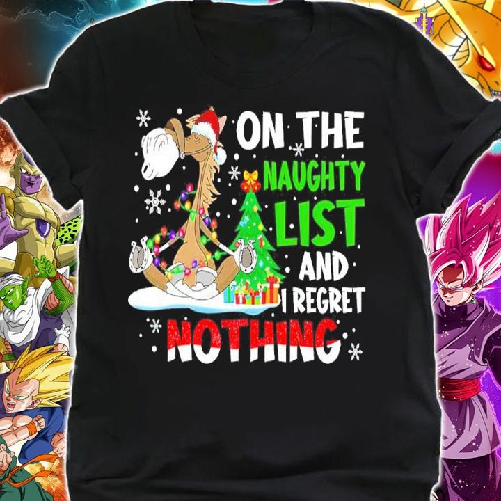 Horse Santa On The Naughty List And I Regret Nothing Christmas Shirt t-shirt shirt