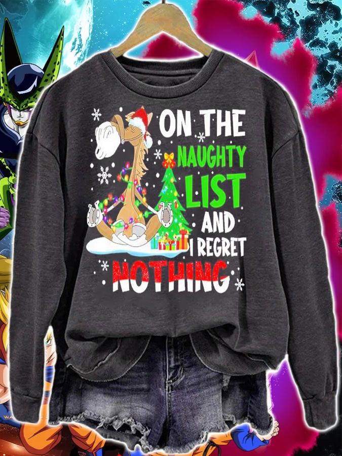 Horse Santa On The Naughty List And I Regret Nothing Christmas Shirt t-shirt sweatshirt