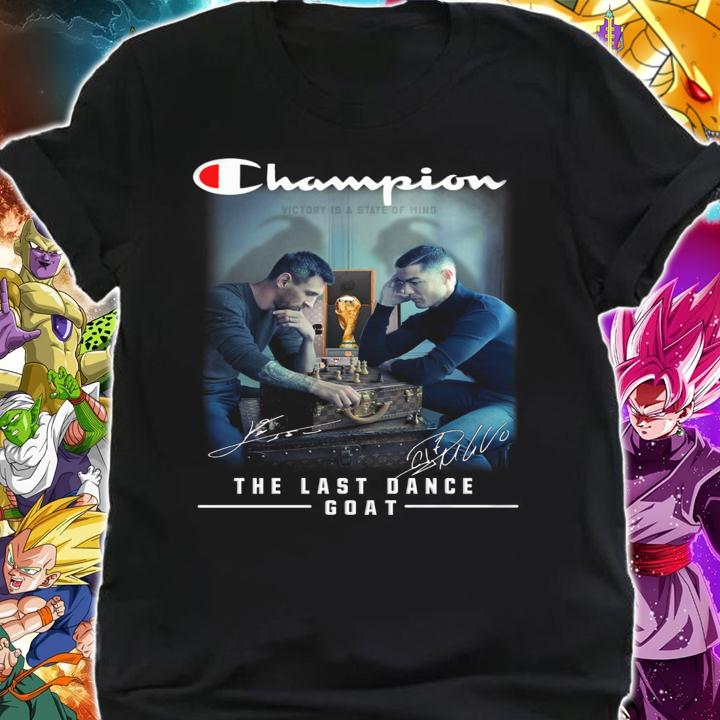 Champion Lionel Messi and Cristiano Ronaldo The Last Dance Goat Signatures t-shirt shirt