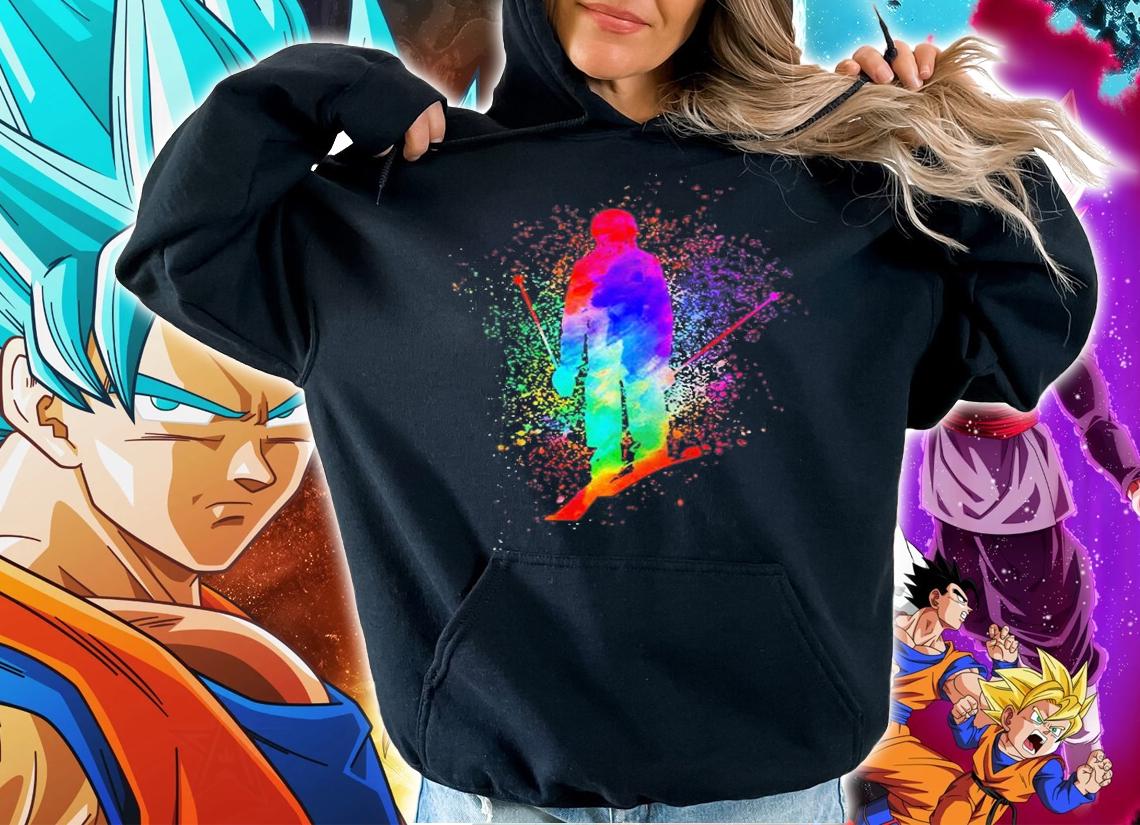 Woman Skier Skiing Jumping In Watercolor T-Shirt t-shirt hoodie