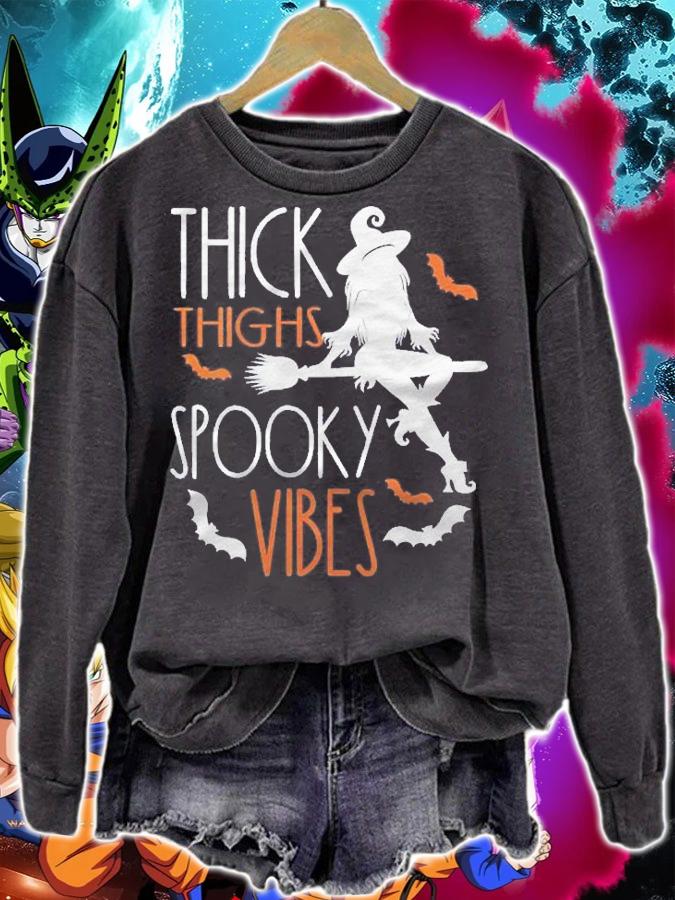 Womens Thick Thighs Spooky Vibes Sexy Halloween Costume Shirt t-shirt sweatshirt
