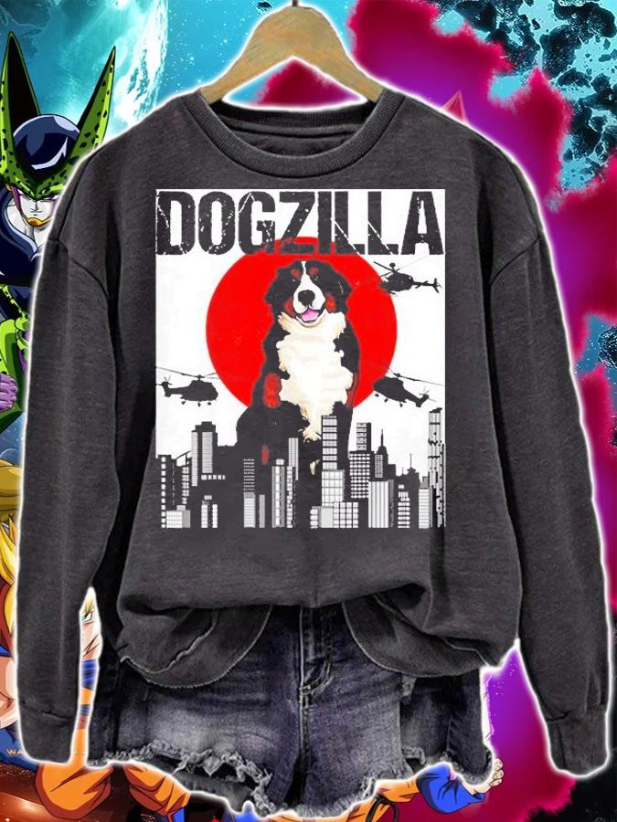 Funny Vintage Japanese Dogzilla Bernese Mountain Dog T-Shirt t-shirt sweatshirt