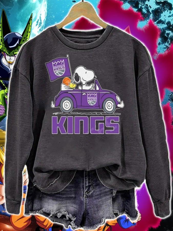 Kings Snoopy And Woodstock Driving Car Sacramento Kings Flag t-shirt sweatshirt
