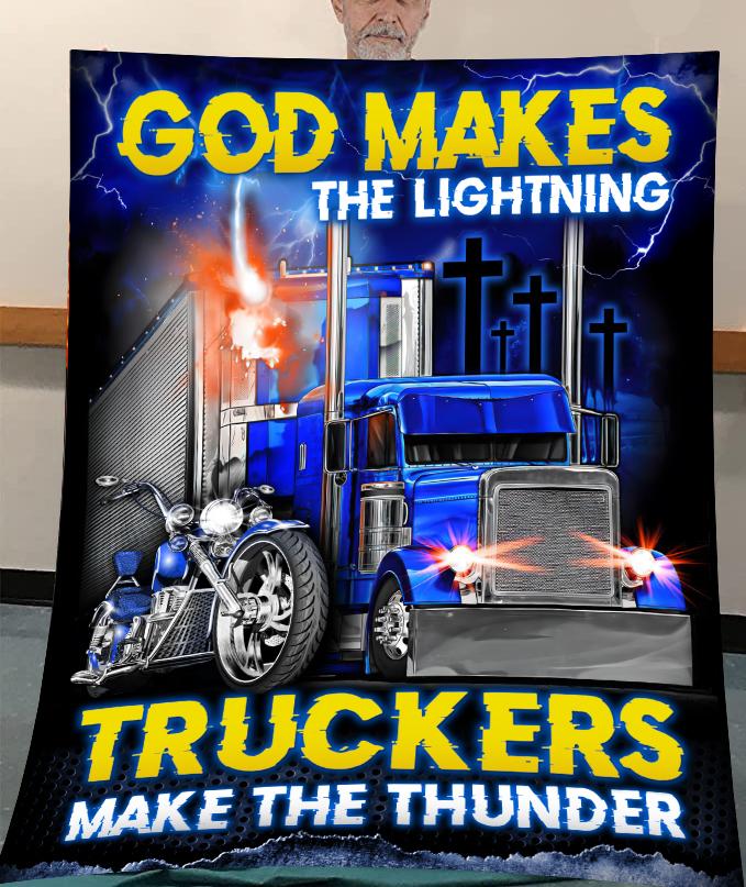 Biker God Makes The Lightning Truckers Make The Thunder Quilt blanket shirt
