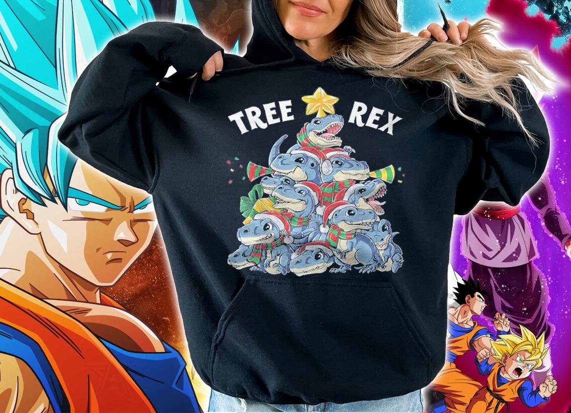 Dinosaur Christmas tree T-Rex t-shirt hoodie