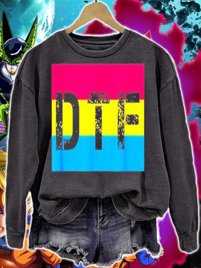 Down To Fuck DTF Meme Stencil LGBTQ Pansexual Pride Month T-Shirt sweatshirt