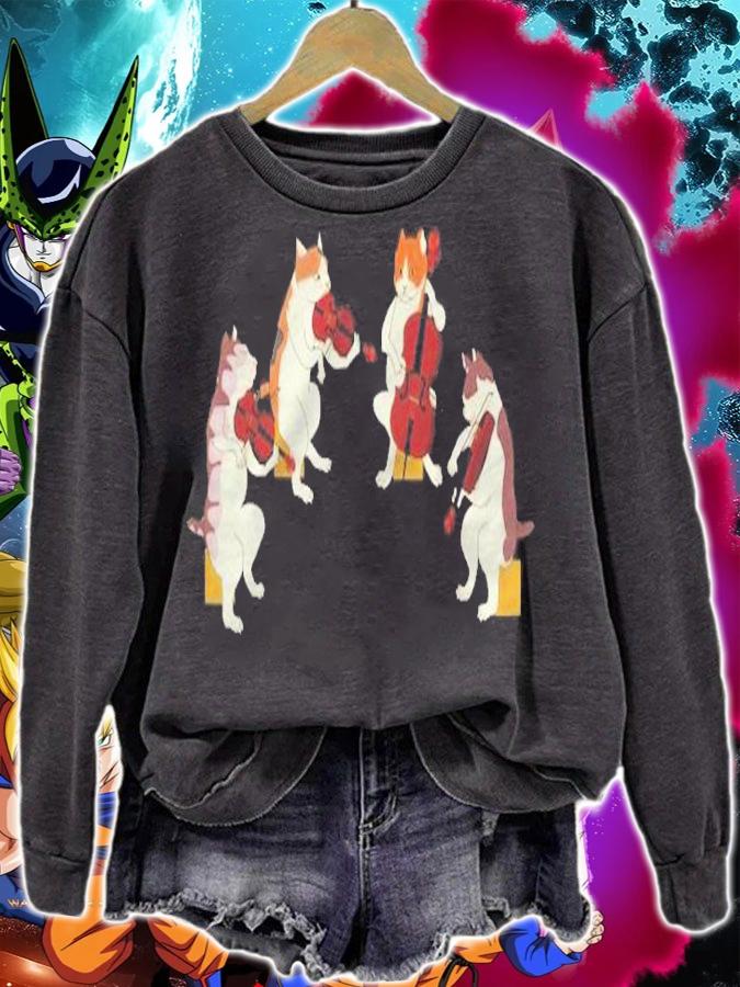 Fun Cats Playing Violin Cello Shirt Gift Music Cat Lover Shirt sweatshirt