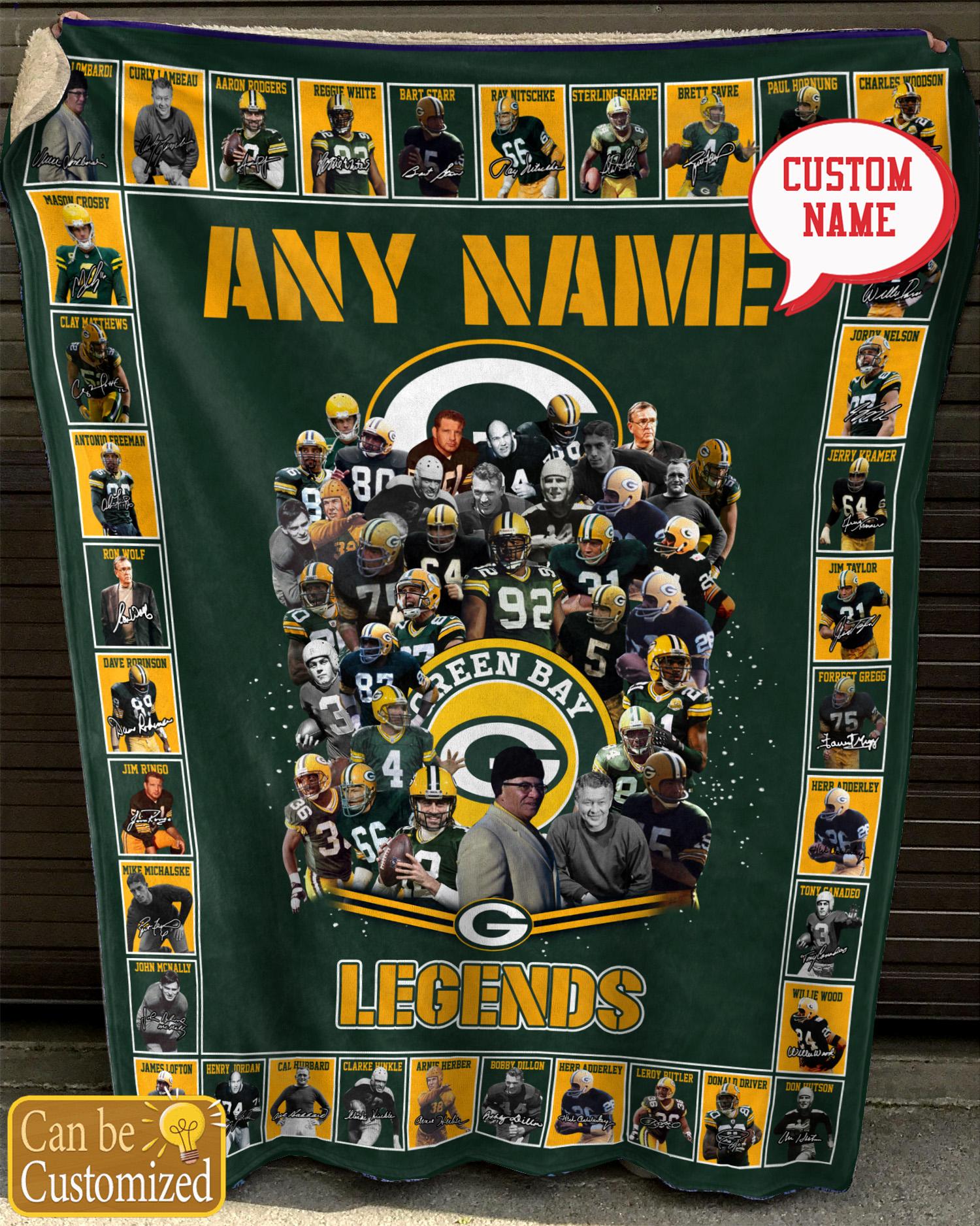 Green Bay Packers Custom Any Name Legends Signature Quilt blanket shirt