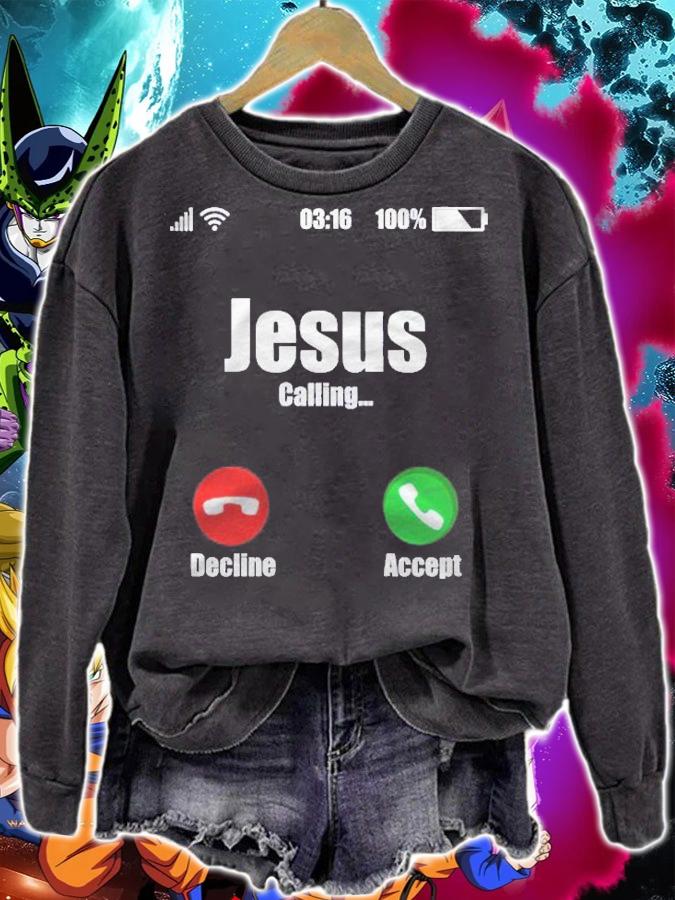Jesus Is Calling Mobile Phone Call Design Religious Shirt sweatshirt
