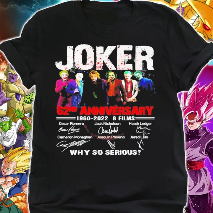 Joker Why So Serious 62nd Anniversary 1960 2022 8 Films Signatures t-shirt shirt
