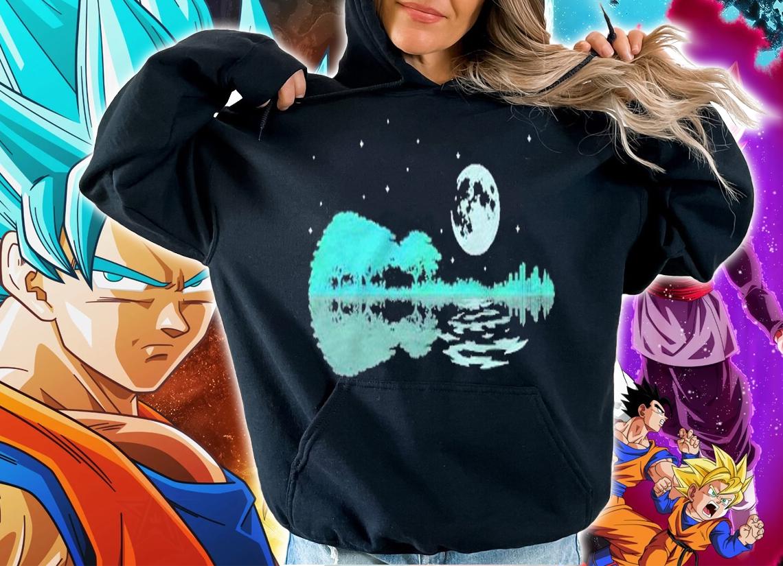 Night Lake Acoustic Guitar Reflections Cool Guitar Lover Shirt hoodie