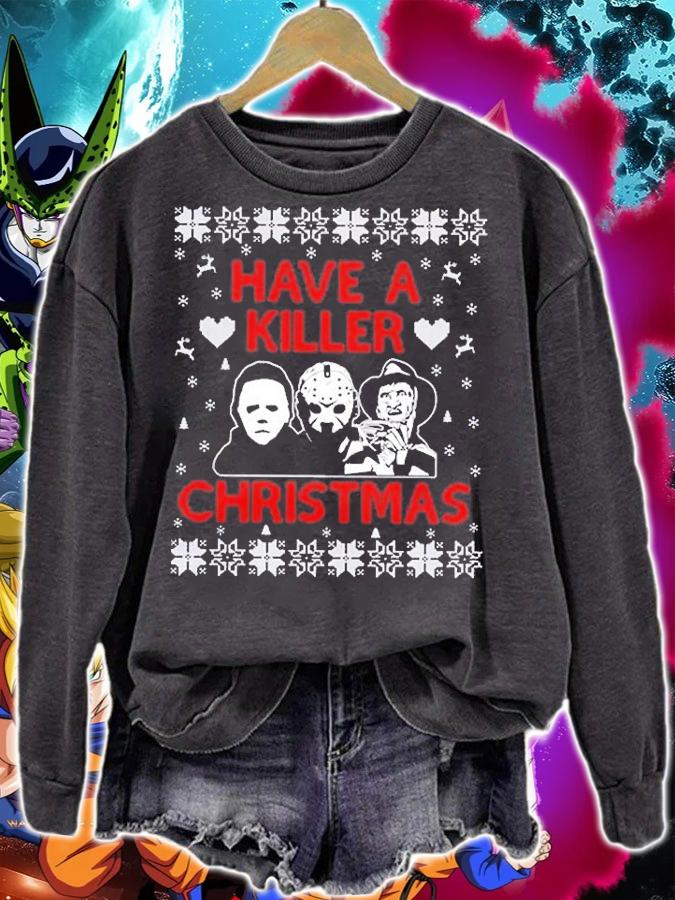 Horror Movie Characters Have A Killer Christmas Ugly Sweater t-shirt sweatshirt