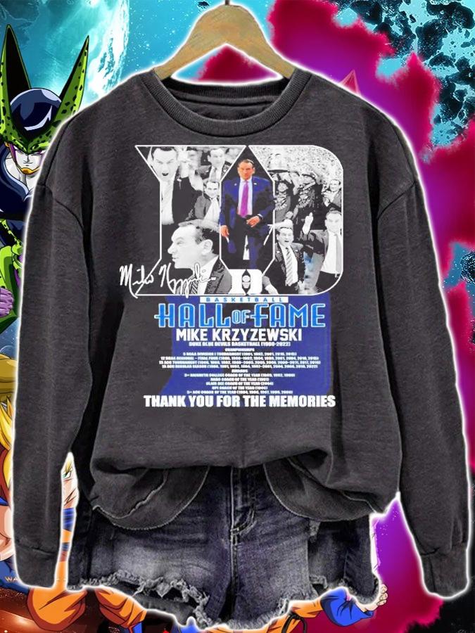 Mike Krzyzewski Duke Blue Devils Hall Of Fame Signature t-shirt sweatshirt