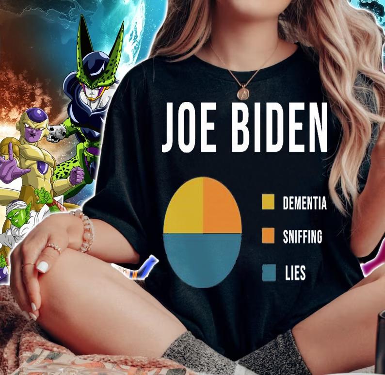 Joe Biden Pie Chart Dementia Sniffing Lies T-Shirt woman shirt