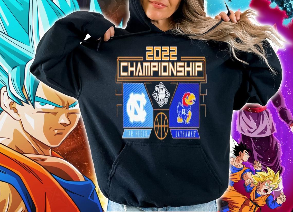 Kansas Jayhawks Vs. North Carolina Tar Heels 2022 NCAA Men's Basketball National Championship Matchup Cross Over Shirt hoodie