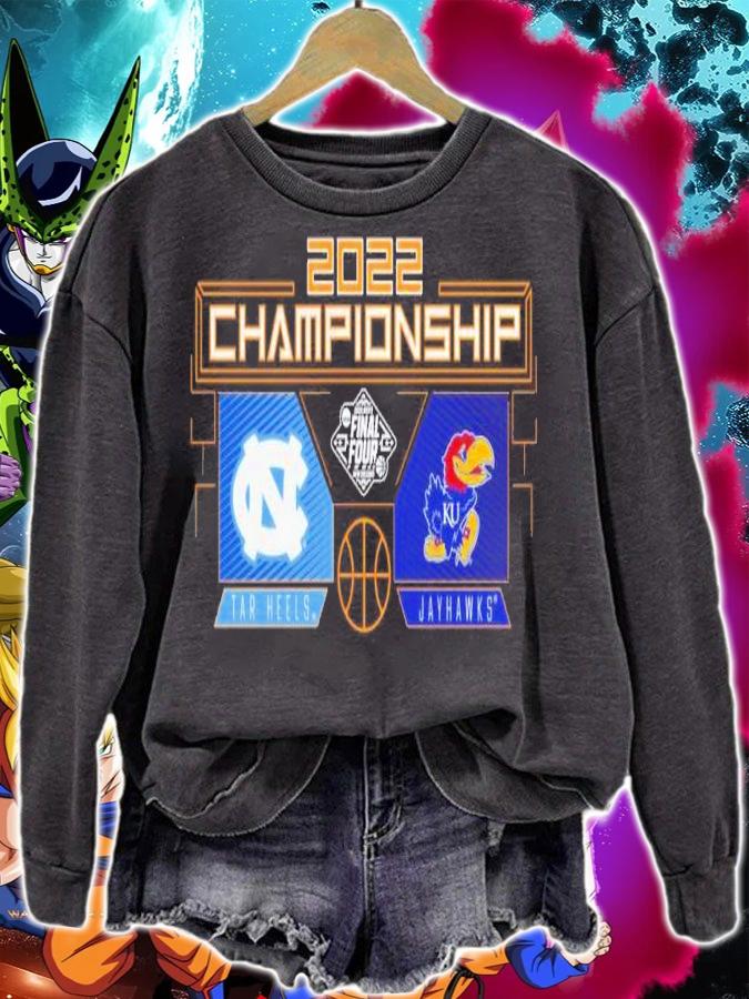 Kansas Jayhawks Vs. North Carolina Tar Heels 2022 NCAA Men's Basketball National Championship Matchup Cross Over Shirt sweatshirt