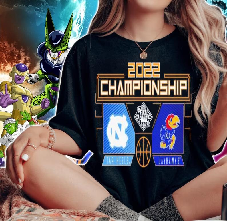 Kansas Jayhawks Vs. North Carolina Tar Heels 2022 NCAA Men's Basketball National Championship Matchup Cross Over Shirt woman shirt