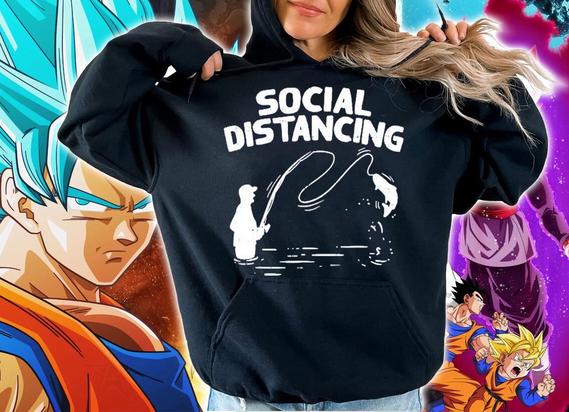Mens Social Distancing Fishing Dad Fathers Day Quarantine Gift T-Shirt hoodie