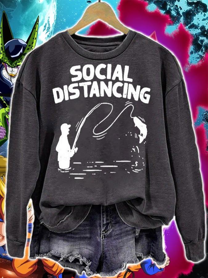 Mens Social Distancing Fishing Dad Fathers Day Quarantine Gift T-Shirt sweatshirt