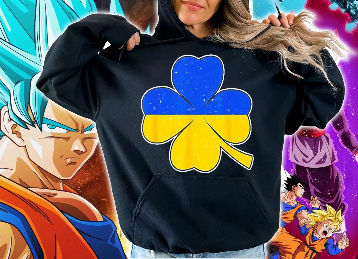 Support Ukraine St Patrick's Day Ukrainian Flag On Clover Peace Ukraine T-Shirt hoodie