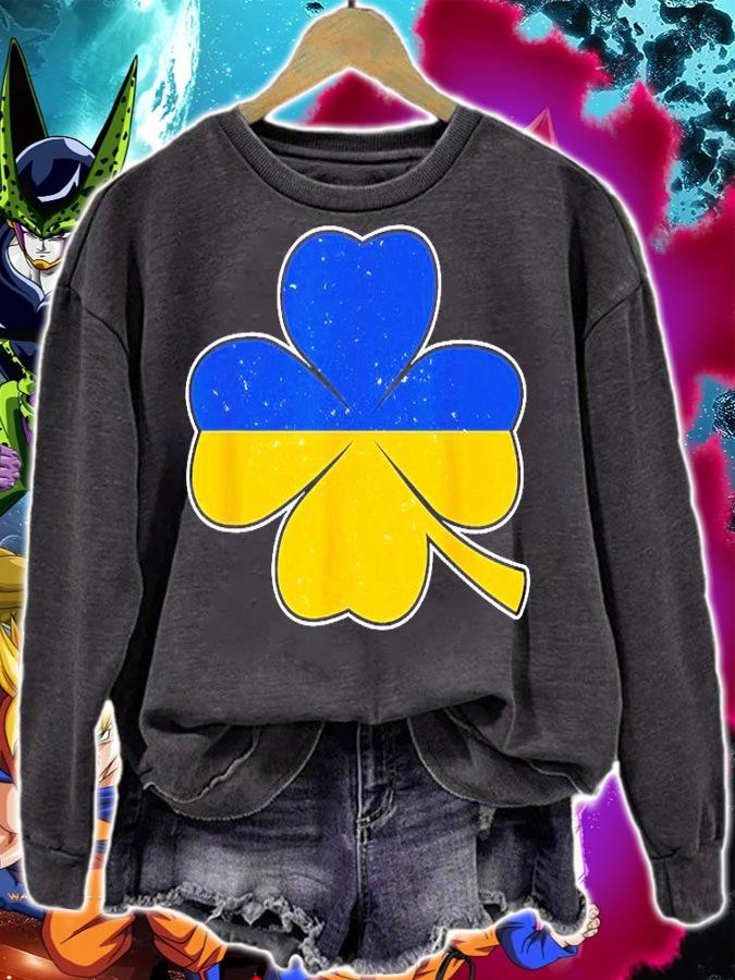 Support Ukraine St Patrick's Day Ukrainian Flag On Clover Peace Ukraine T-Shirt sweatshirt