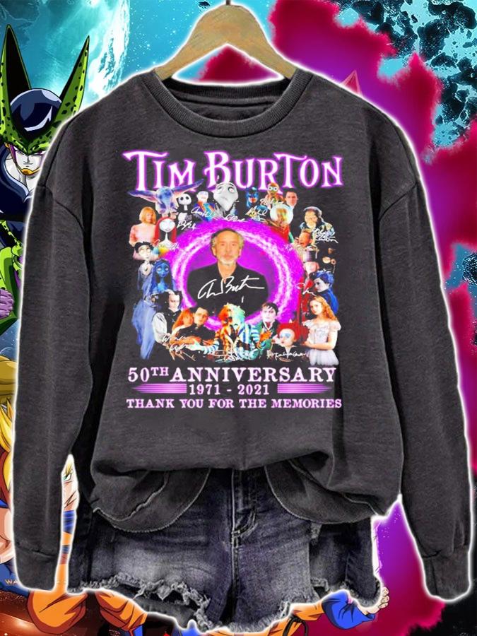 Tim Burton 50th anniversary 1971 2021 thank you for the memories t-shirt sweatshirt