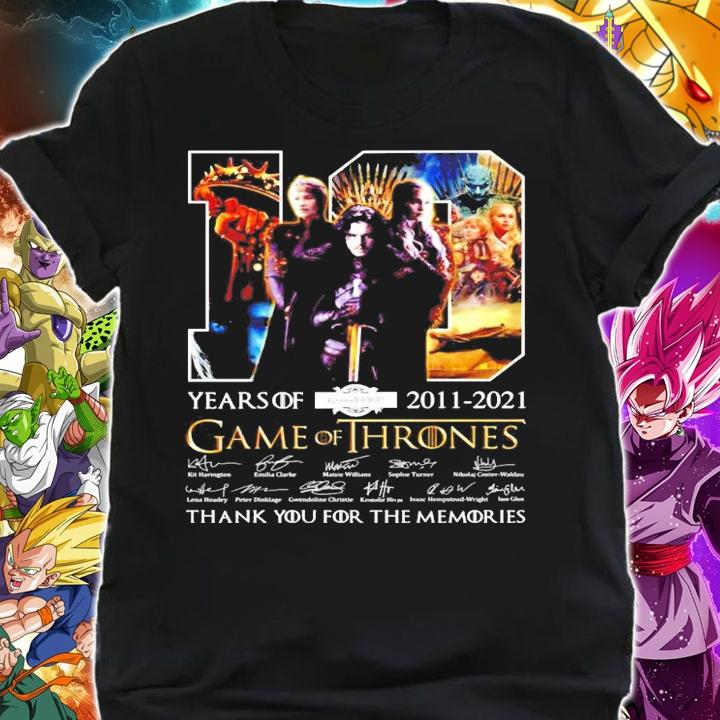 10 years of 2011 2021 Game Of Thrones signatures t-shirt shirt