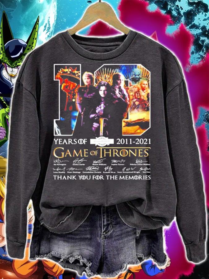 10 years of 2011 2021 Game Of Thrones signatures t-shirt sweatshirt