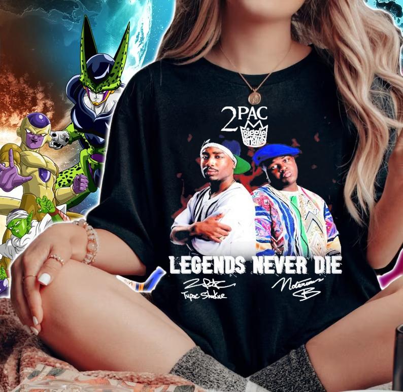 2PAC Biggie Smalls legends never die signed t-shirt woman shirt