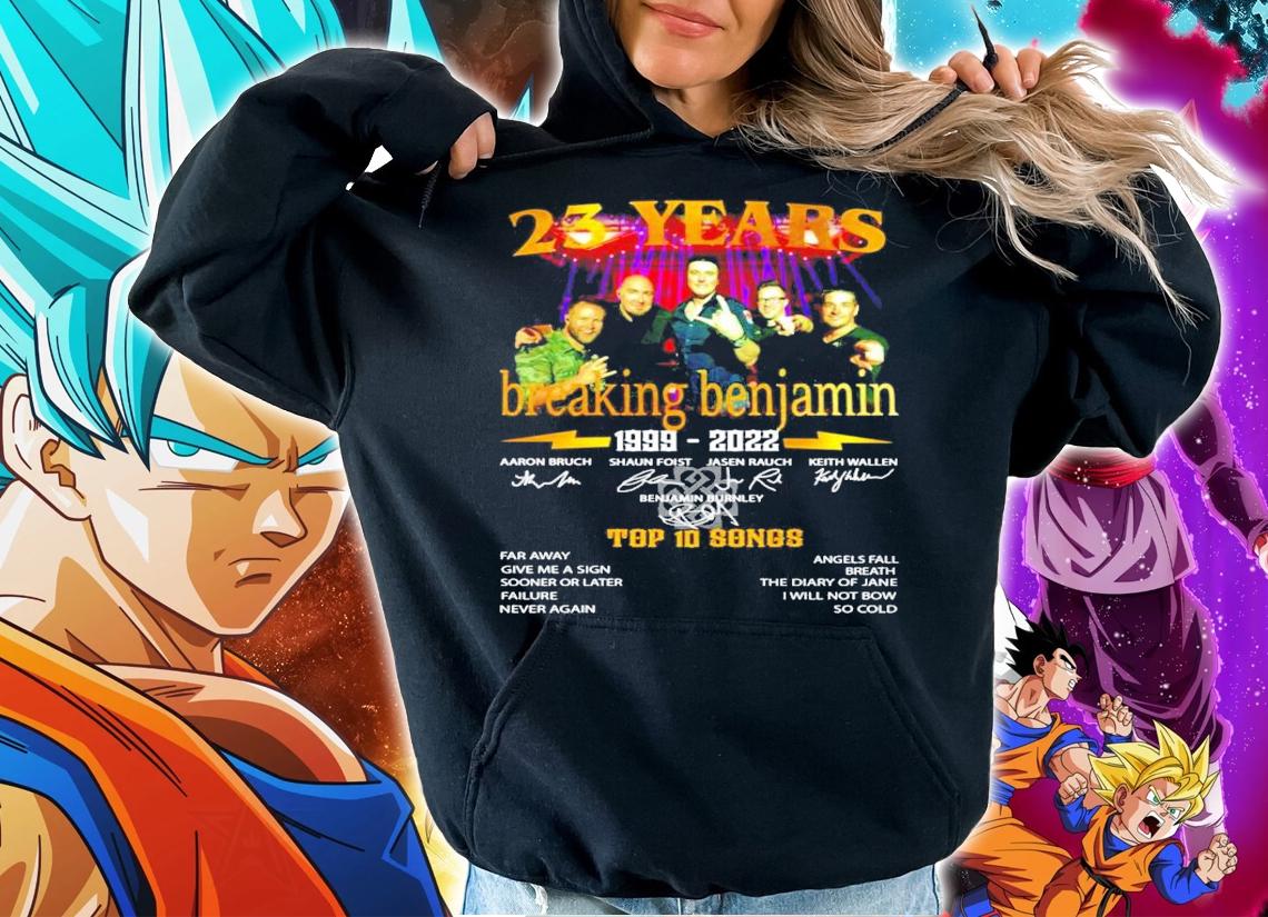 23 years Breaking Benjamin 1999-2022 signatures t-shirt hoodie