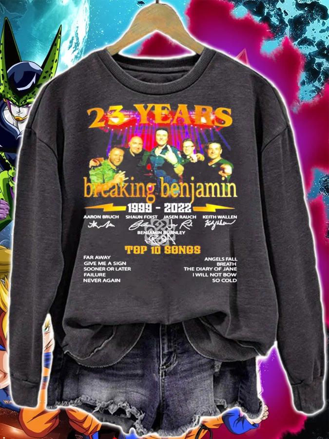 23 years Breaking Benjamin 1999-2022 signatures t-shirt sweatshirt