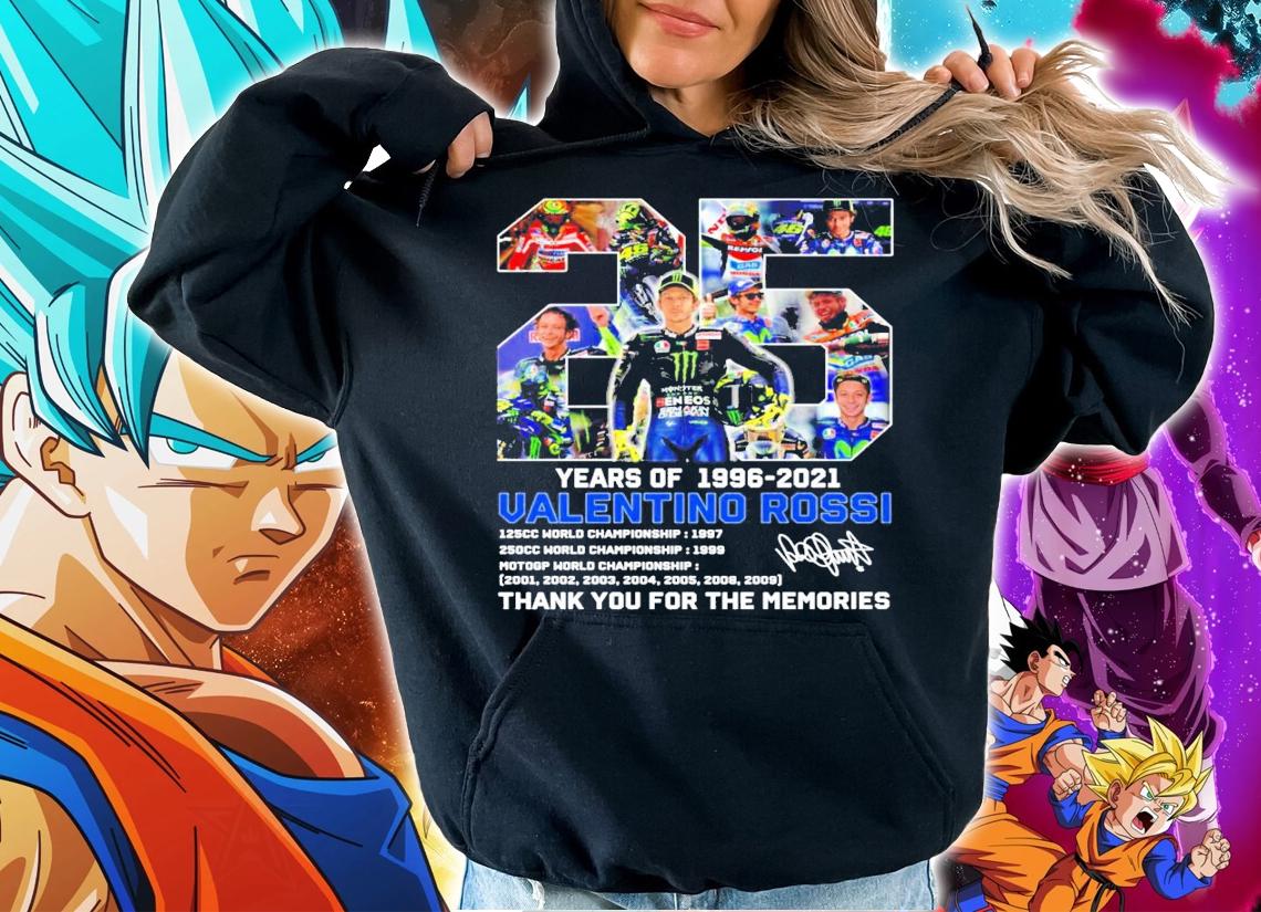 25 years of 1996-2021 Valentino Rossi signature t-shirt hoodie