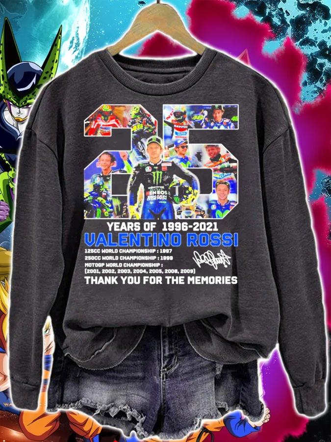 25 years of 1996-2021 Valentino Rossi signature t-shirt sweatshirt