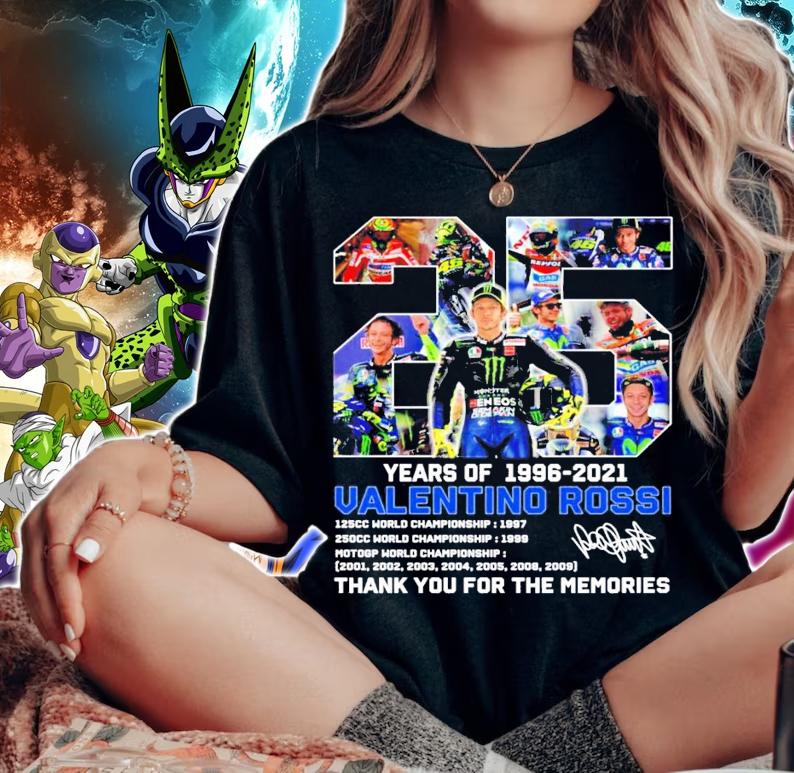 25 years of 1996-2021 Valentino Rossi signature t-shirt woman shirt