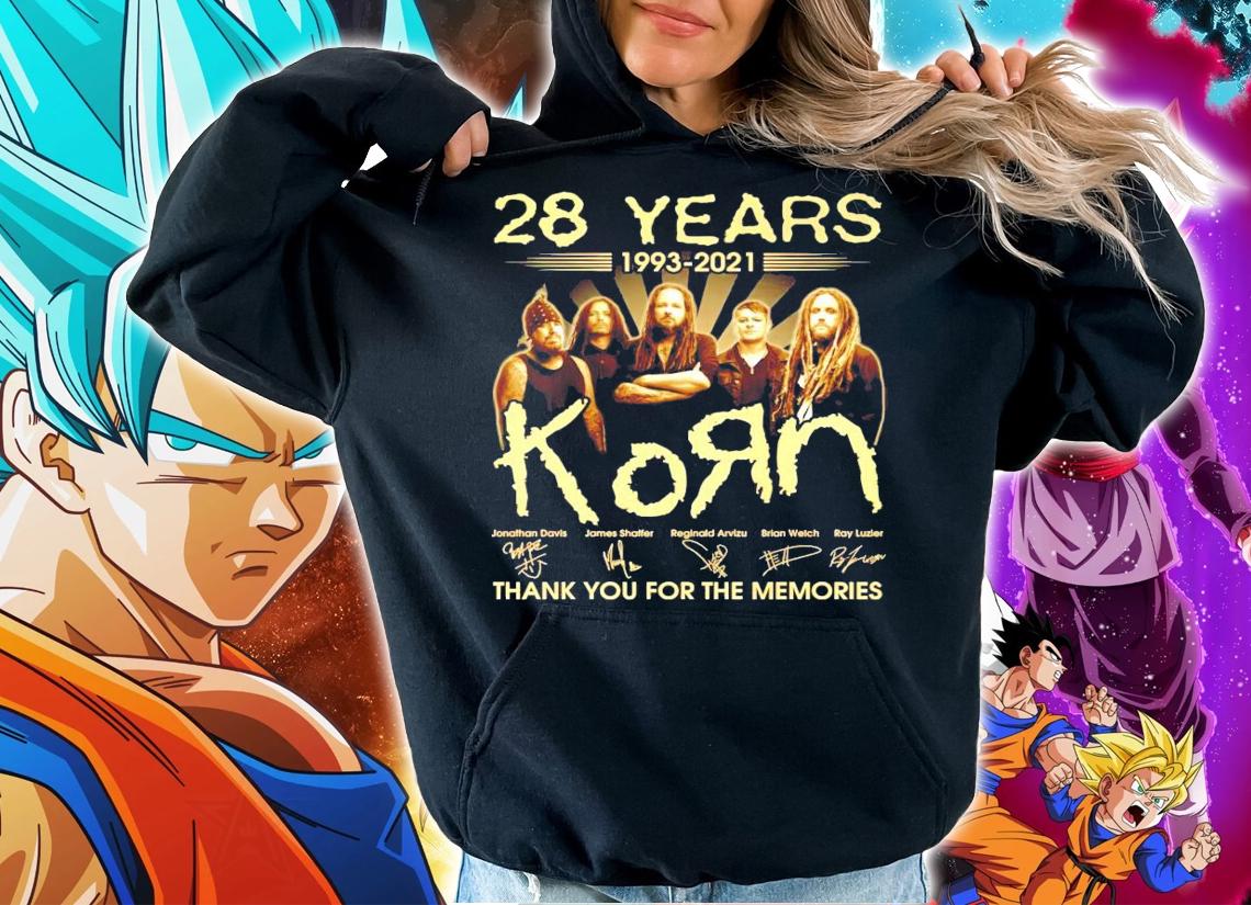 28 years 1993-2021 Korn band signature thank you for the memories t-shirt hoodie
