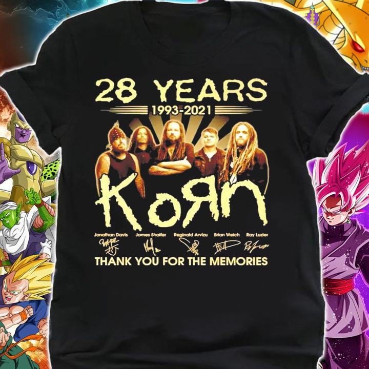 28 years 1993-2021 Korn band signature thank you for the memories t-shirt shirt
