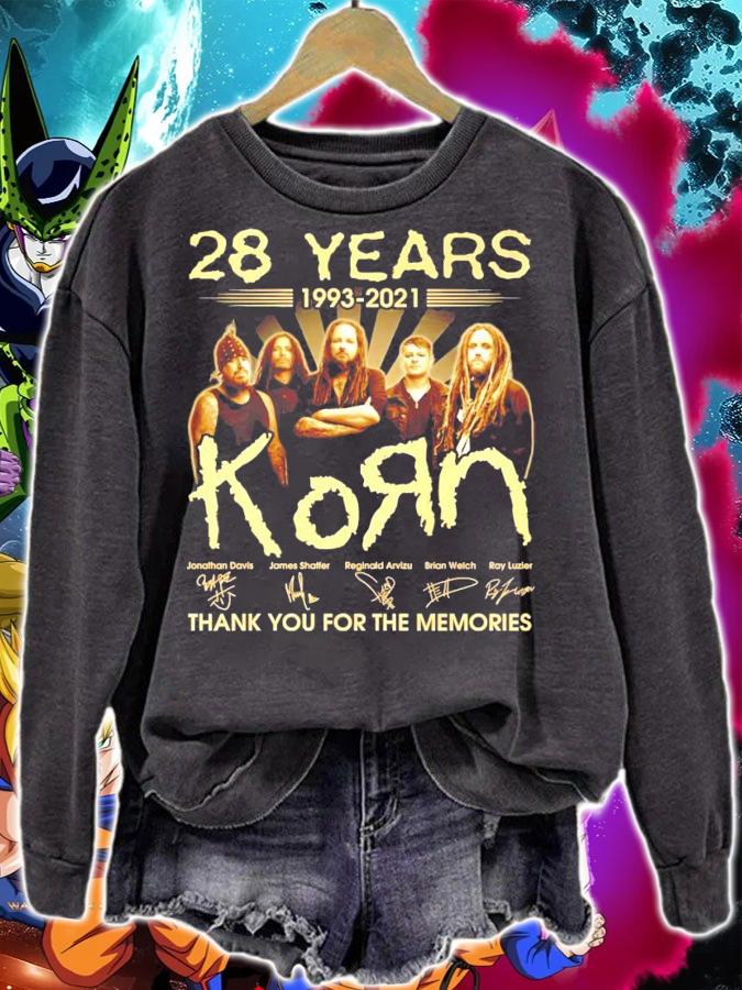 28 years 1993-2021 Korn band signature thank you for the memories t-shirt sweatshirt