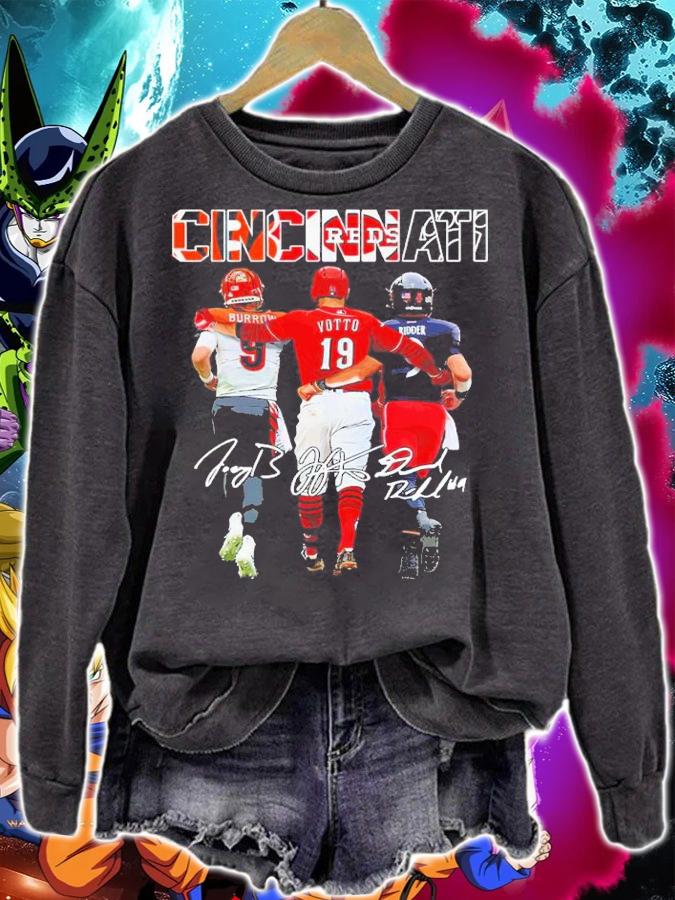 Cincinnati Bengals Joe Burrow Joey Votto And Desmond Ridder Signatures Shirt sweatshirt