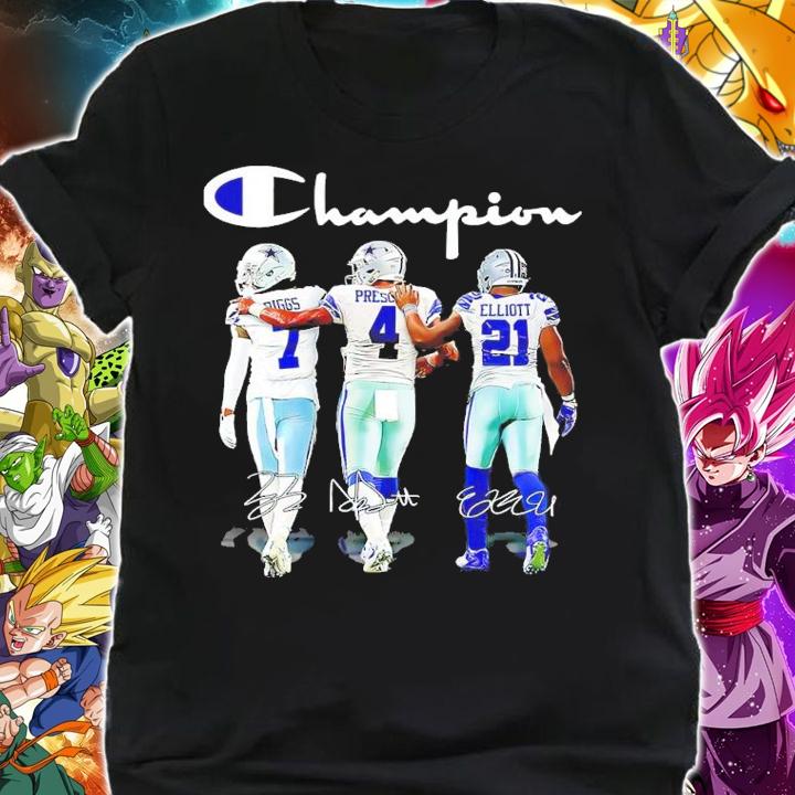 Dallas Cowboys Champions Trevon Diggs Vs Dak Prescott And Ezekiel Elijah Elliott Signatures Shirt shirt