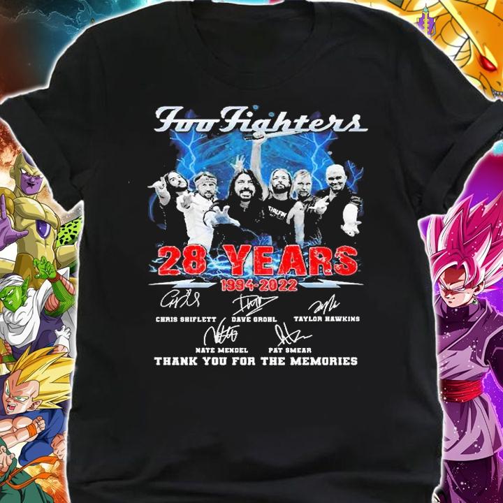Foo Fighters 28 Years 1994 2022 Thank You For The Memories Signatures T-Shirt shirt