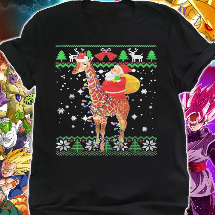 Funny Santa Riding Giraffe Christmas Decorations Shirt shirt