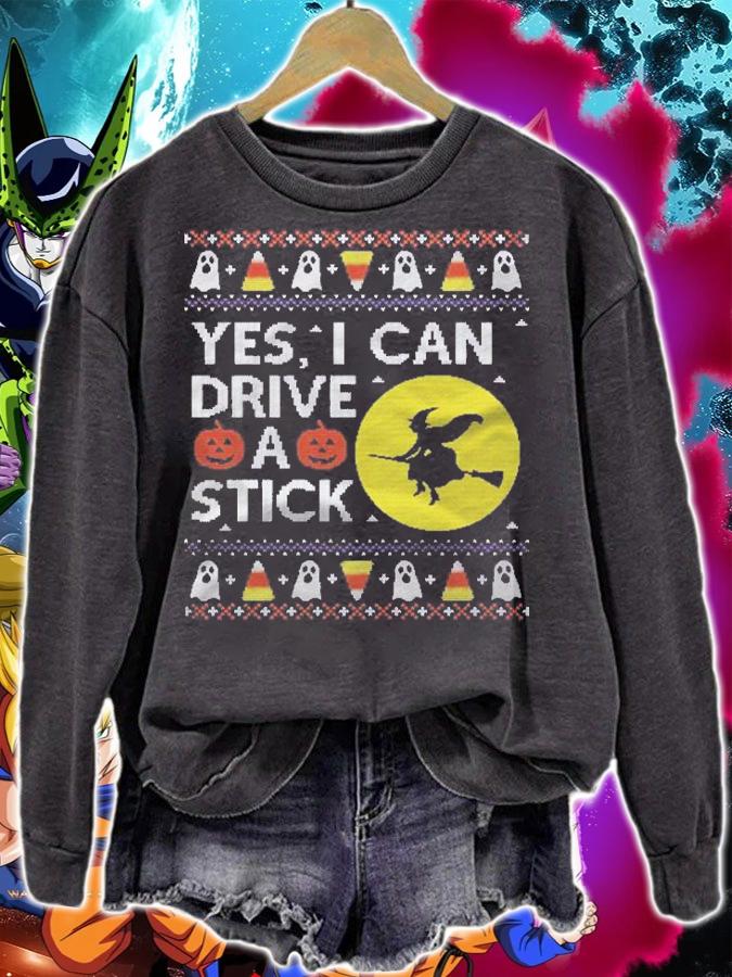Funny Ugly Sweater Witch Drive Stick Halloween shirt sweatshirt