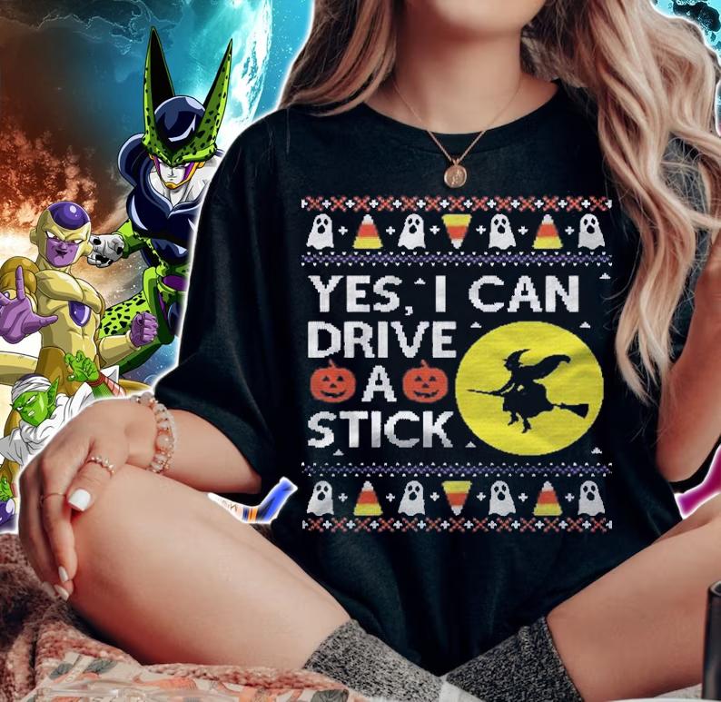 Funny Ugly Sweater Witch Drive Stick Halloween shirt woman shirt