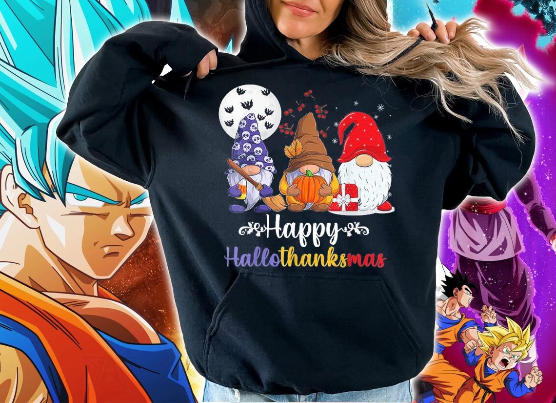 Halloween Thanksgiving Christmas Happy HalloThanksMas Gnomes T-Shirt hoodie