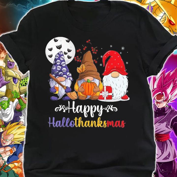 Halloween Thanksgiving Christmas Happy HalloThanksMas Gnomes T-Shirt shirt