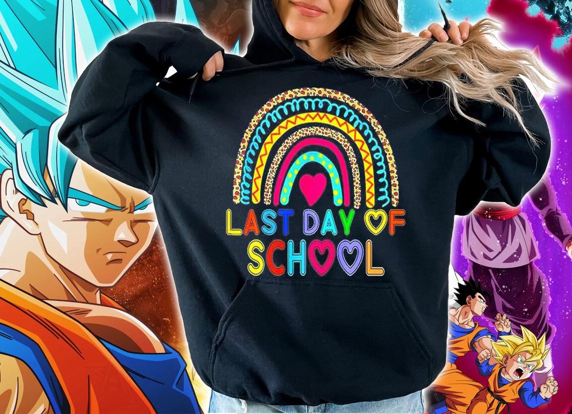 Happy Last Day Of School Teacher Student Rainbow Leopard T-Shirt hoodie